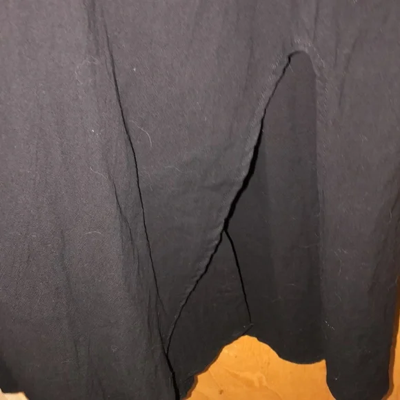 Long Sleeve Collard Button Down Shirt Dress Black With Side Slits Size Small - Picture 7 of 8